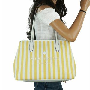 Kate Spade New York Medium Street Tote Bag Yellow White Striped